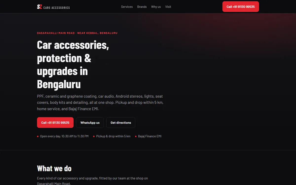 New SZ Cars Accessories website home page